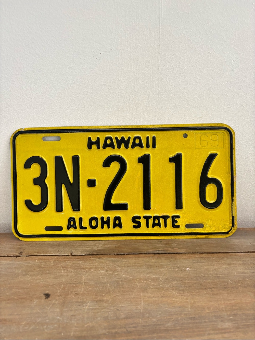 Vintage Yellow 1969 Hawaii License Plate